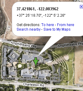 Satellite image showing 37.421861,-122.083962